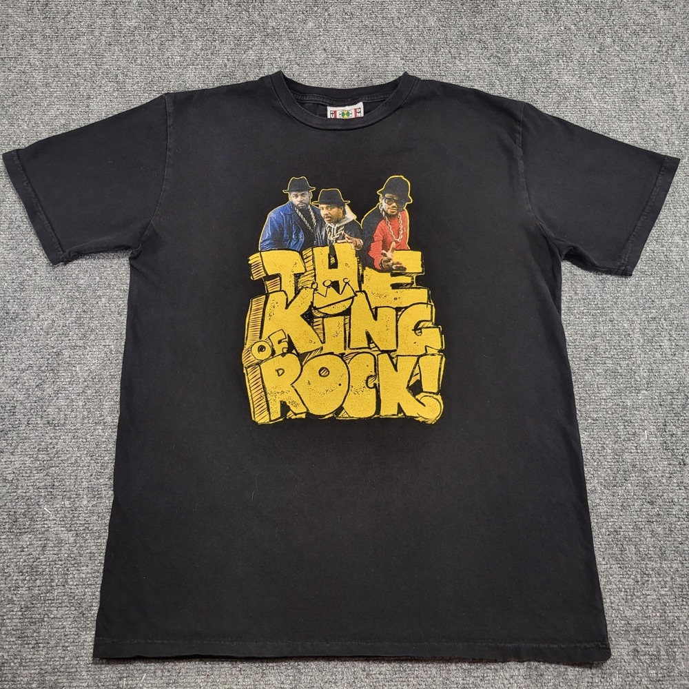 Cross Colours Run DMC "King of Rock" Hip-Hop Rap Black T-Shirt Size Small